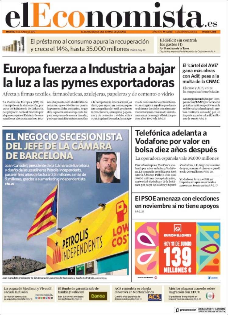 Portada de El Economista (Espa&ntilde;a)