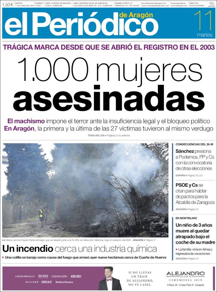 Portada de El Periódico de Aragón (Espa&ntilde;a)