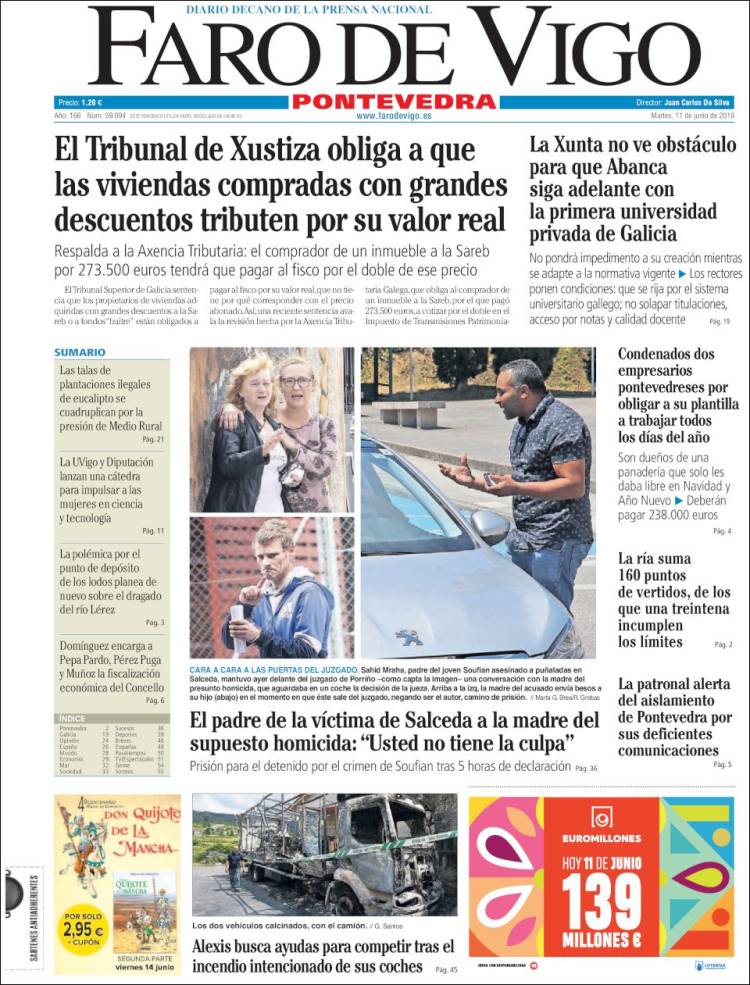 Portada de El Faro de Vigo - Pontevedra (Espa&ntilde;a)