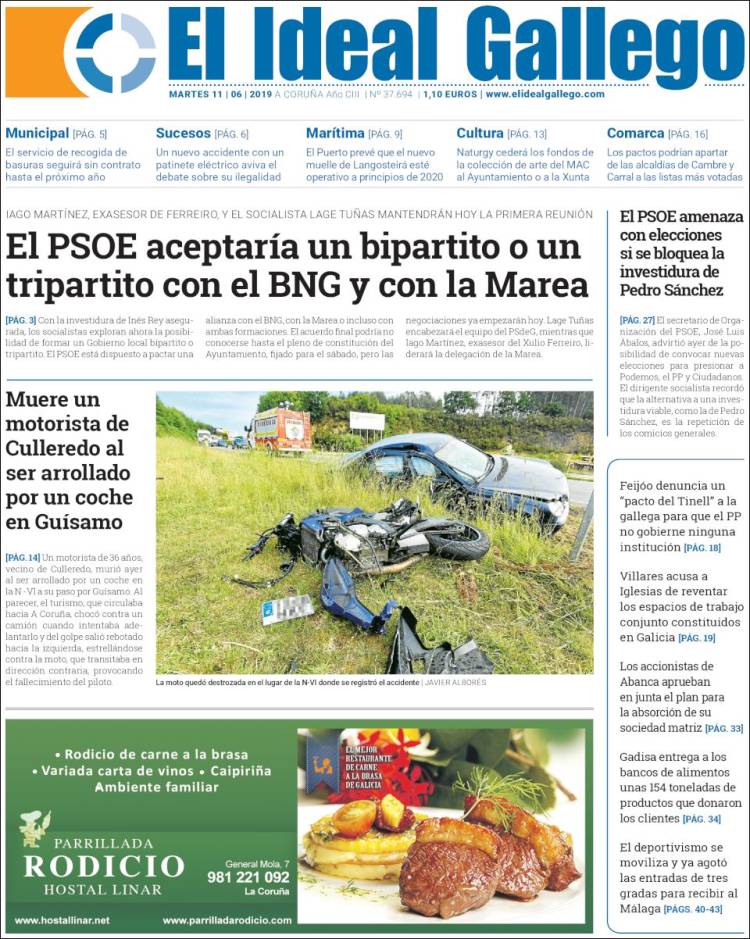 Portada de El Ideal Gallego (Espa&ntilde;a)