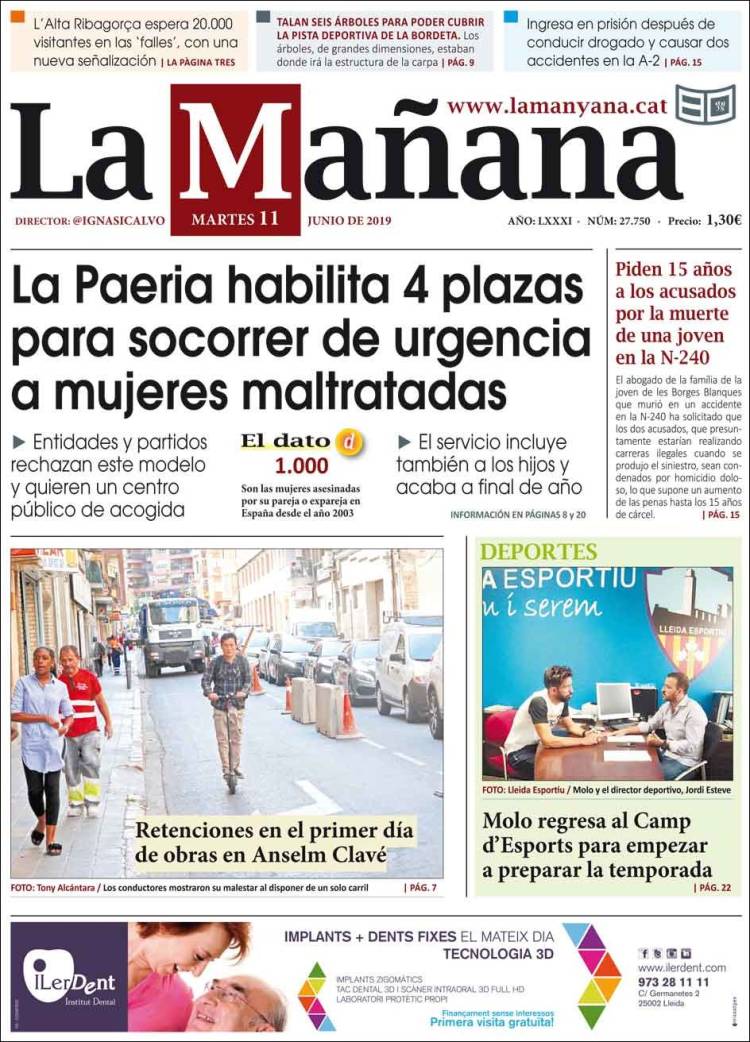 Portada de La Mañana - Diari de Ponent (Espa&ntilde;a)