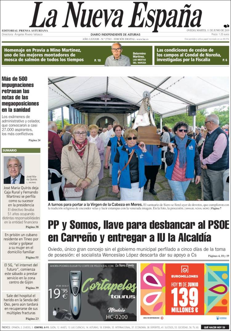 Portada de La Nueva España (Espa&ntilde;a)
