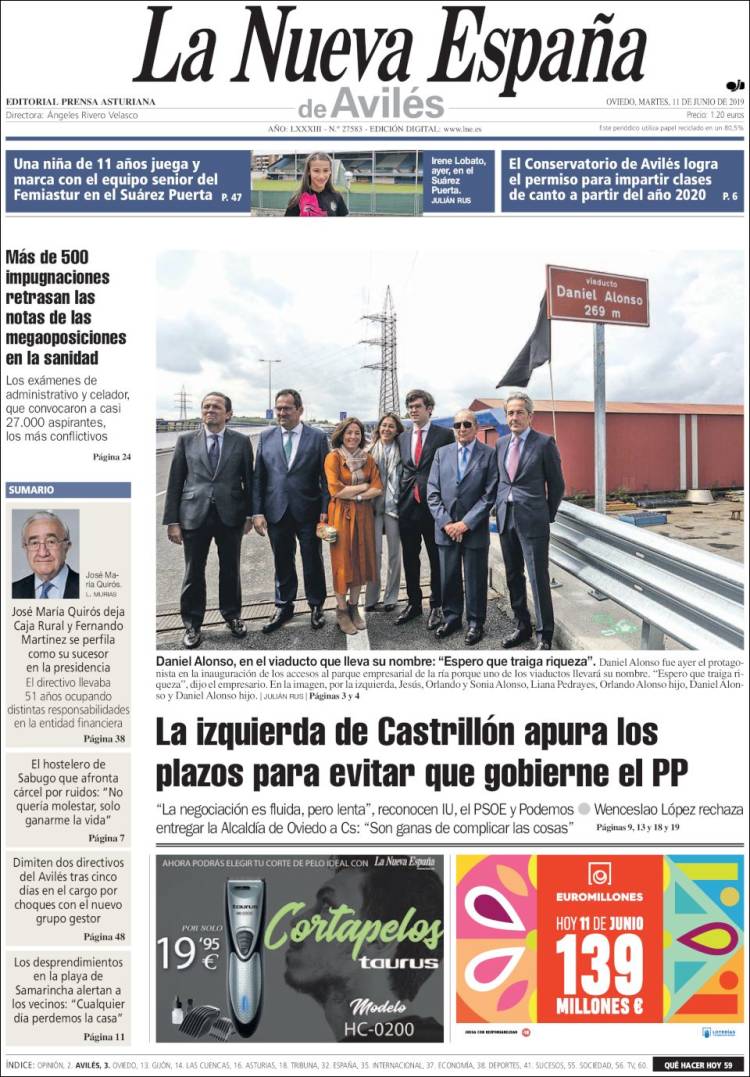 Portada de La Nueva España - Avilés (Espa&ntilde;a)
