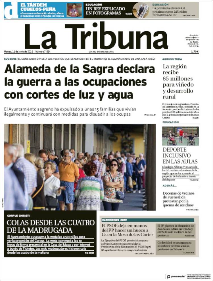 Portada de La Tribuna de Toledo (Espa&ntilde;a)
