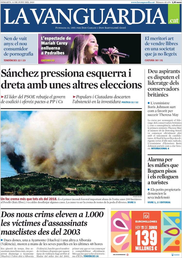 Portada de La Vanguardia (Espa&ntilde;a)