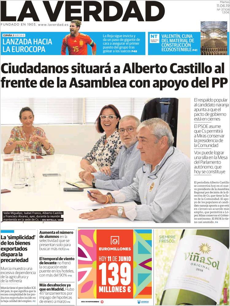 Portada de La Verdad de Murcia (Espa&ntilde;a)