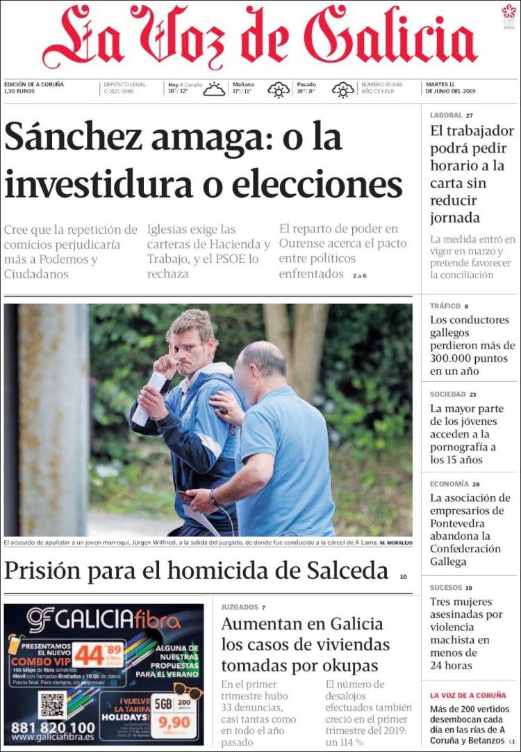 Portada de La Voz de Galicia (Espa&ntilde;a)