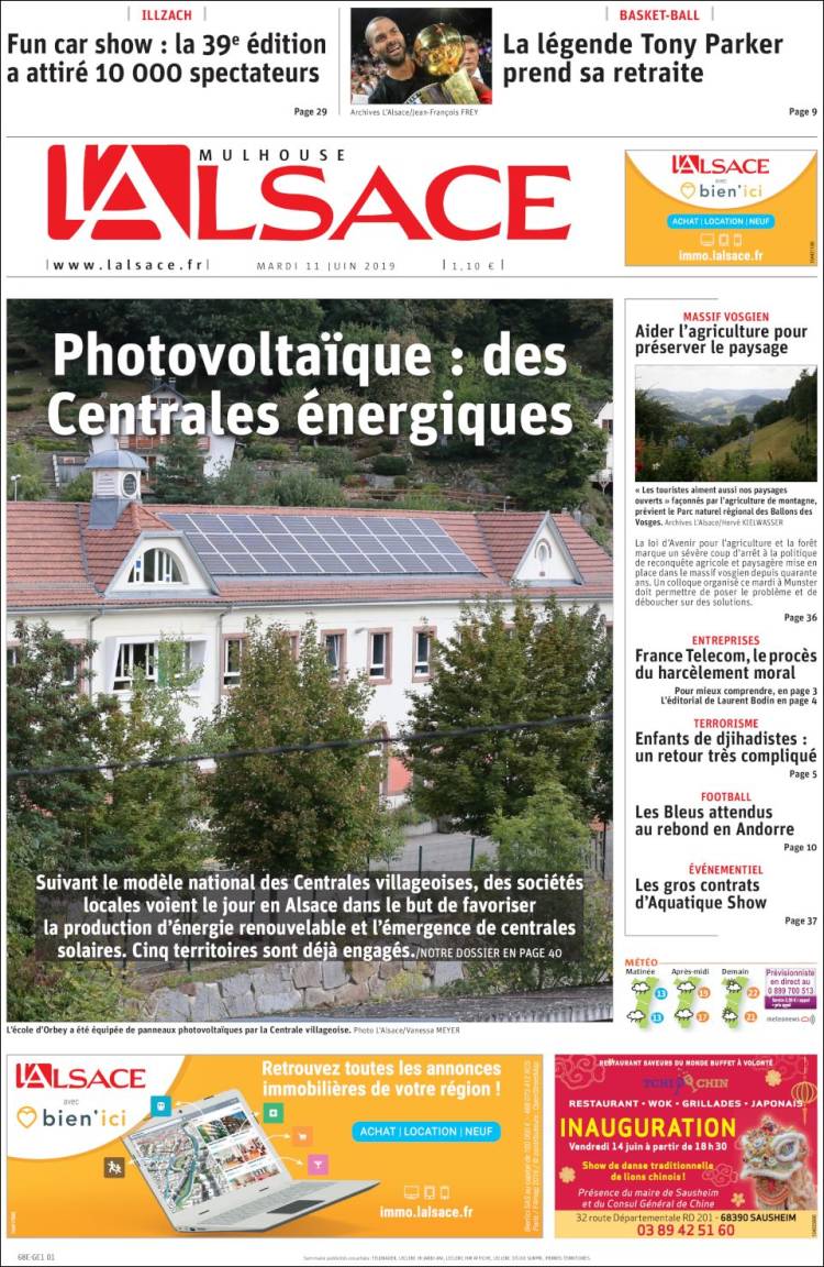 Portada de Journal L'Alsace (Francia)