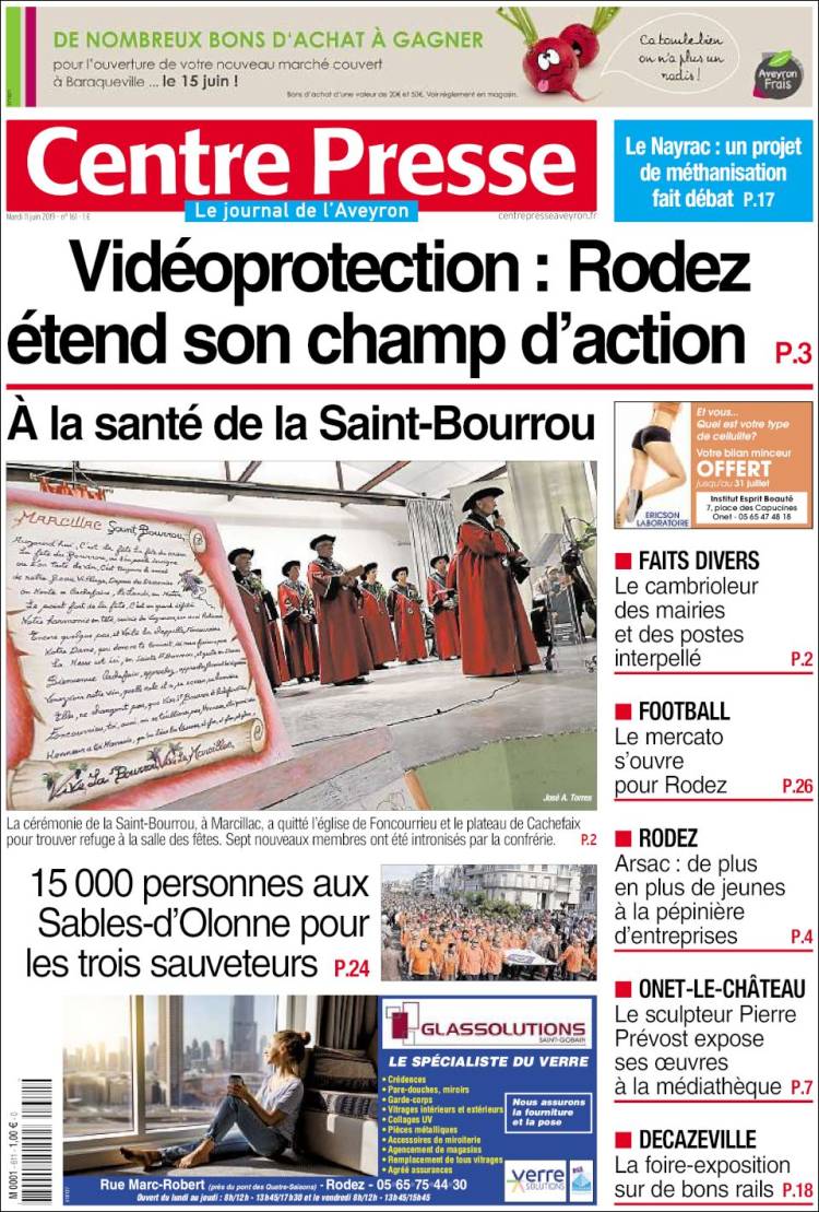 Portada de Centre Presse (Francia)