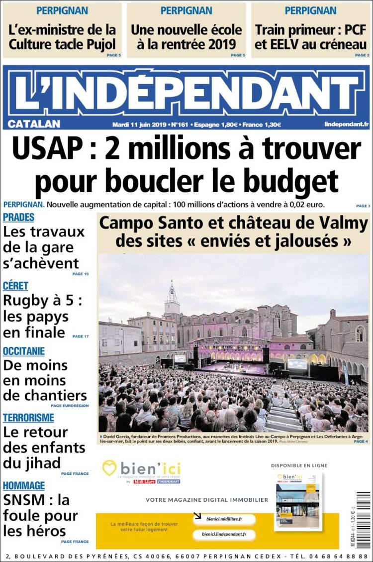Portada de Le Indépendant (Francia)