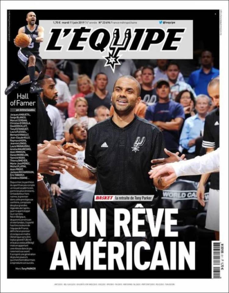 Portada de L'Equipe (Francia)