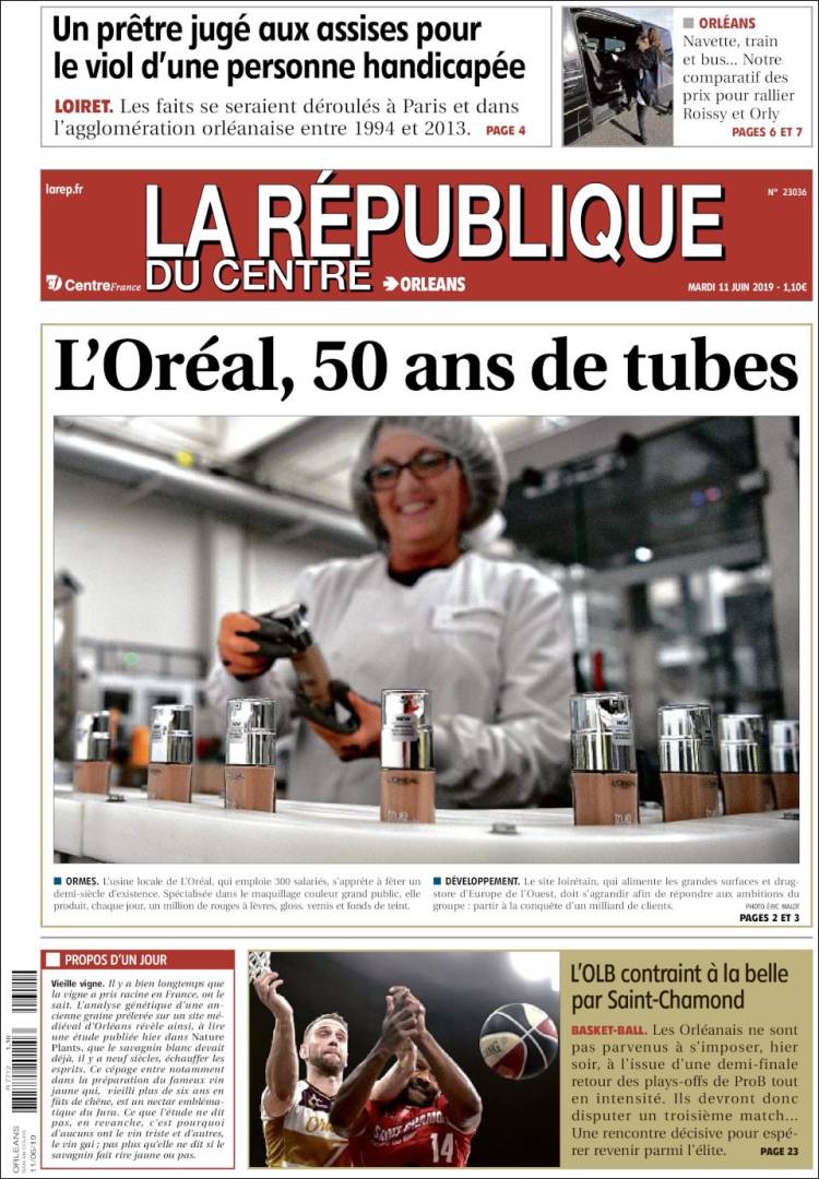 Portada de La République du Centre (Francia)