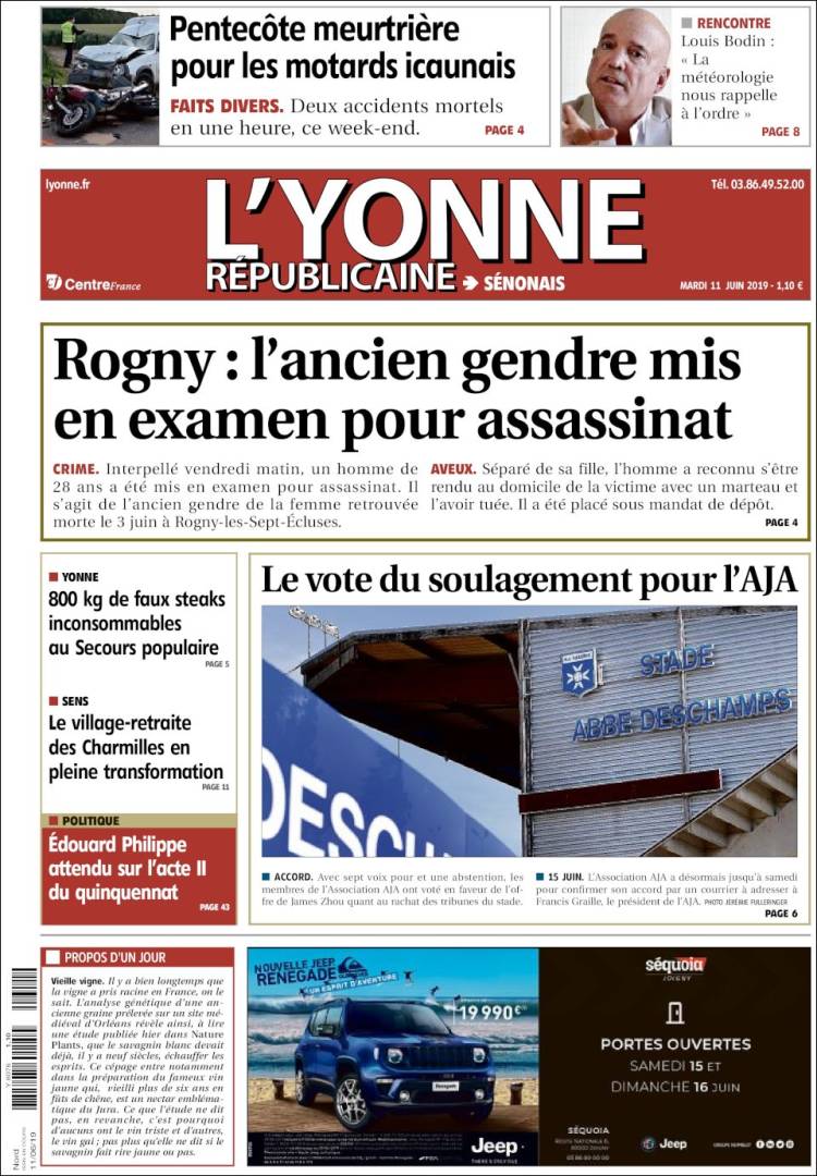 Portada de L'Yonne-Républicaine (Francia)