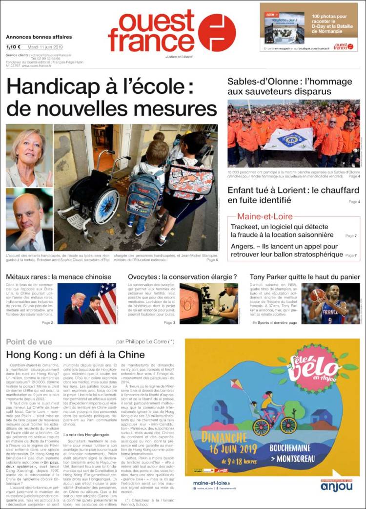 Portada de Ouest France (Francia)