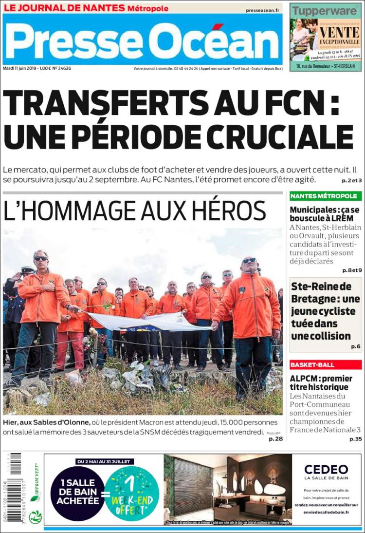 Portada de Presse Ocean (Francia)