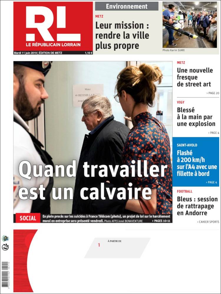 Portada de Le Republicain Lorrain (Francia)