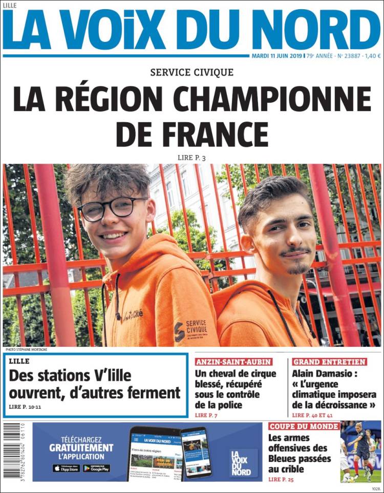 Portada de La Voix du Nord (Francia)