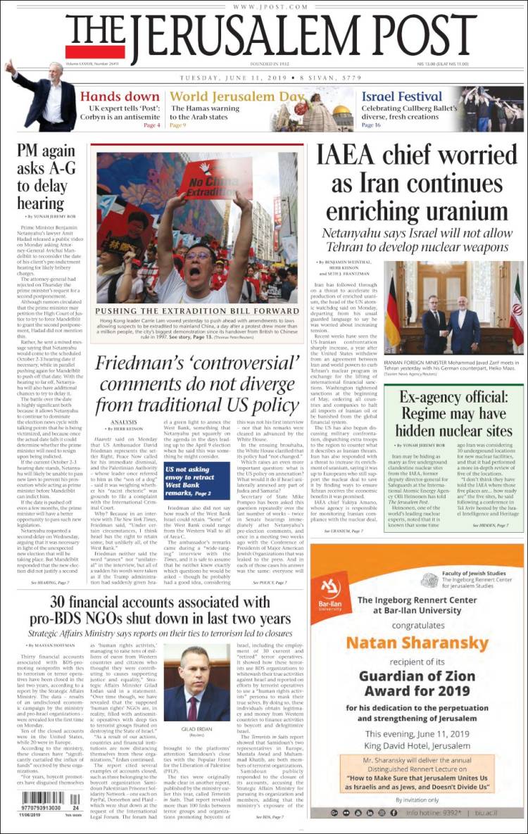 Portada de The Jerusalem Post (Israel)