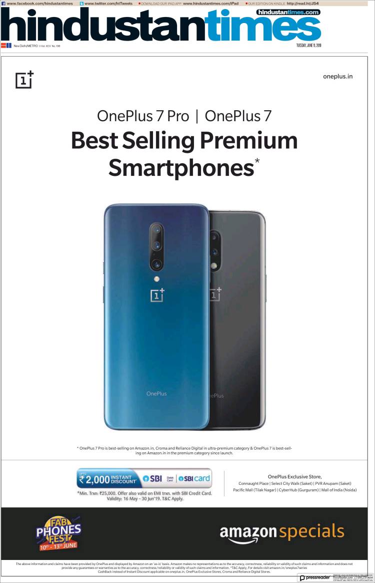 Portada de Hindustan Times (India)