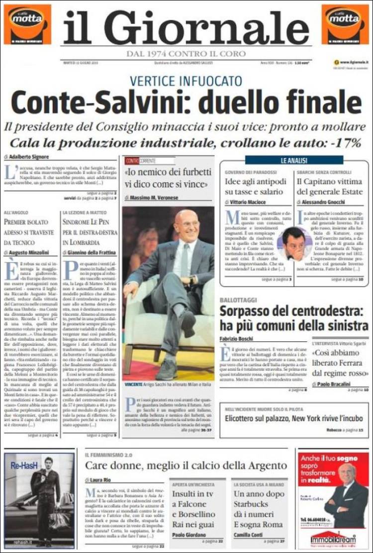 Portada de il Giornale (Italia)