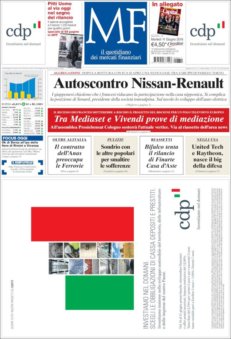 Portada de Milano Finanza (Italia)