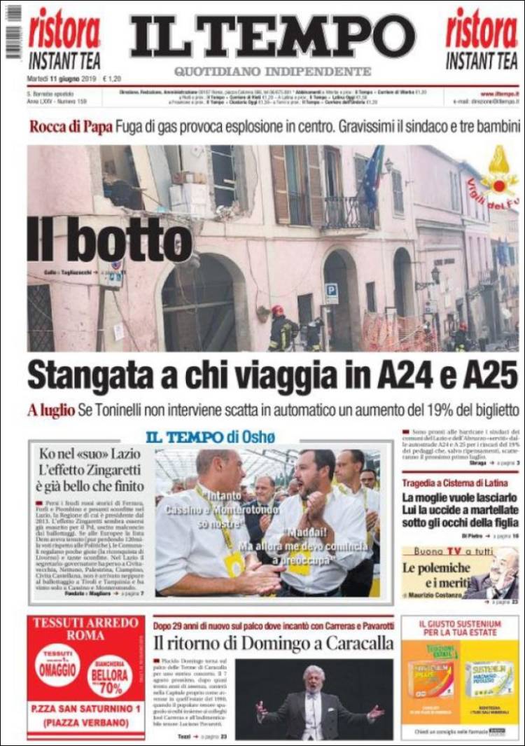 Portada de Il Tempo (Italia)