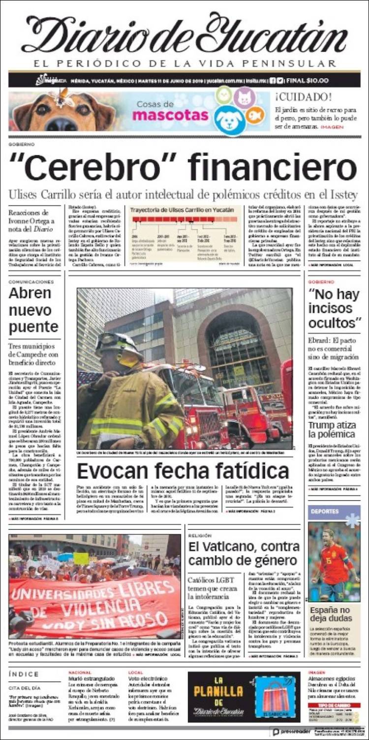 Portada de Diario de Yucatán (México)