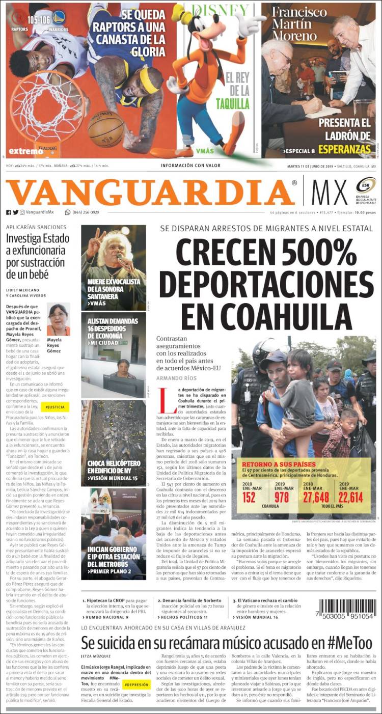 Portada de Vanguardia (México)