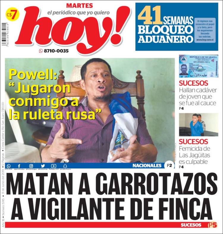 Portada de Hoy (Nicaragua)