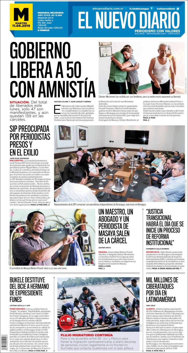Portada de El Nuevo Diario (Nicaragua)