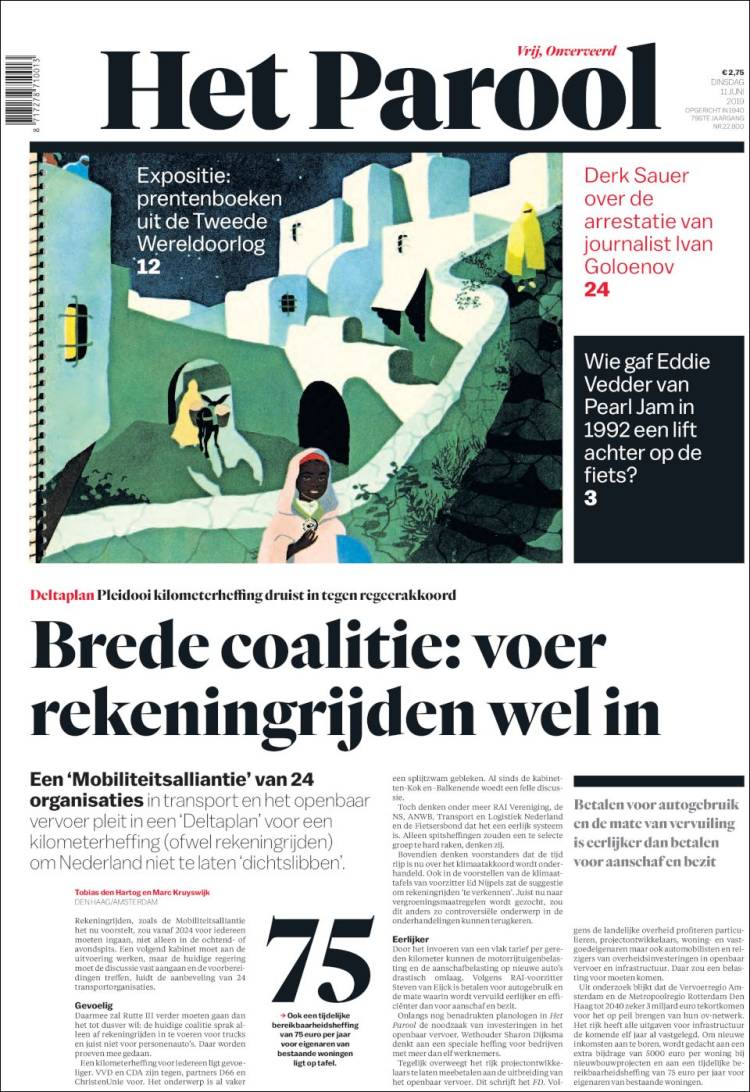 Portada de Het Parool (Pa&iacute;ses Bajos)