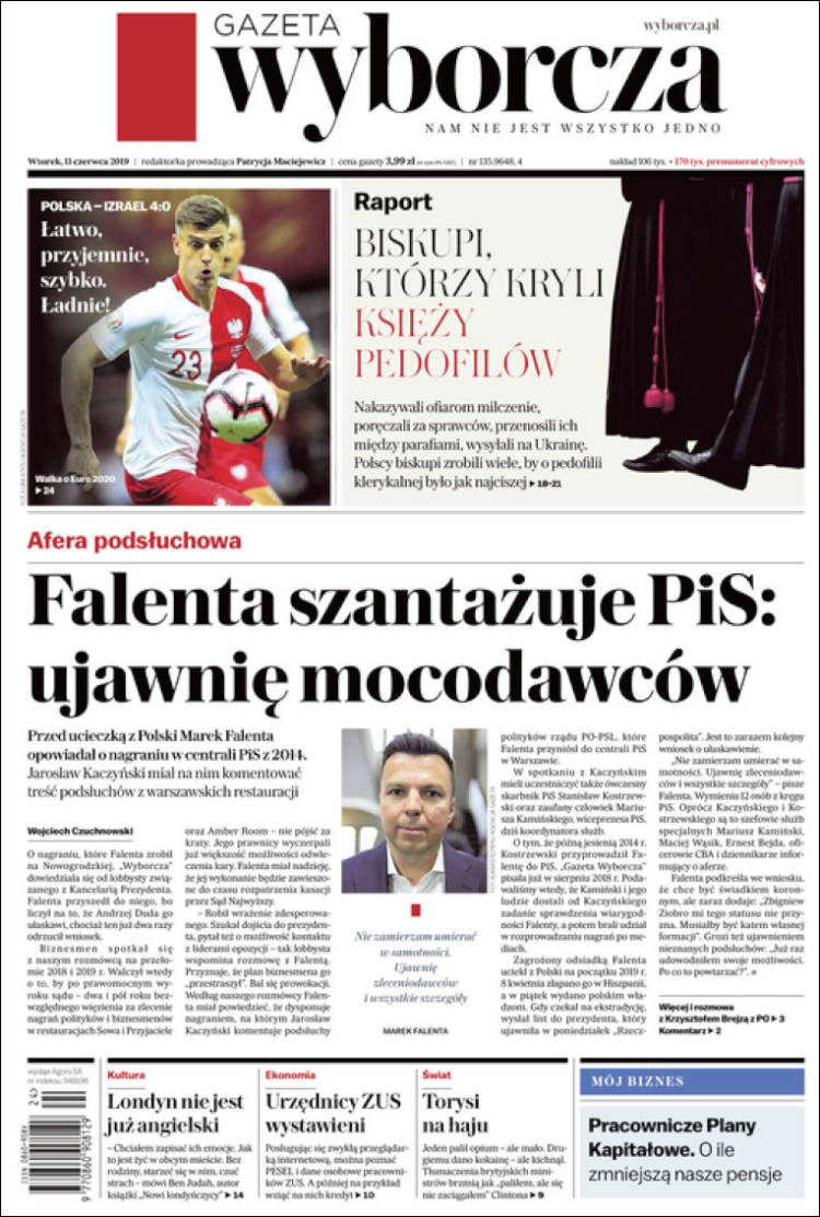 Portada de Gazeta Wyborcza (Polonia)