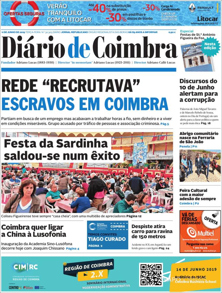 Portada de Diário de Coimbra (Portugal)