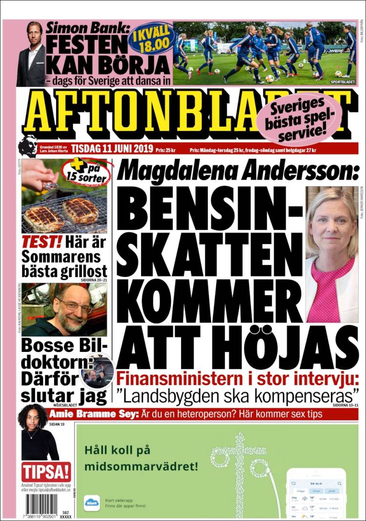 Portada de Aftonbladet (Suecia)