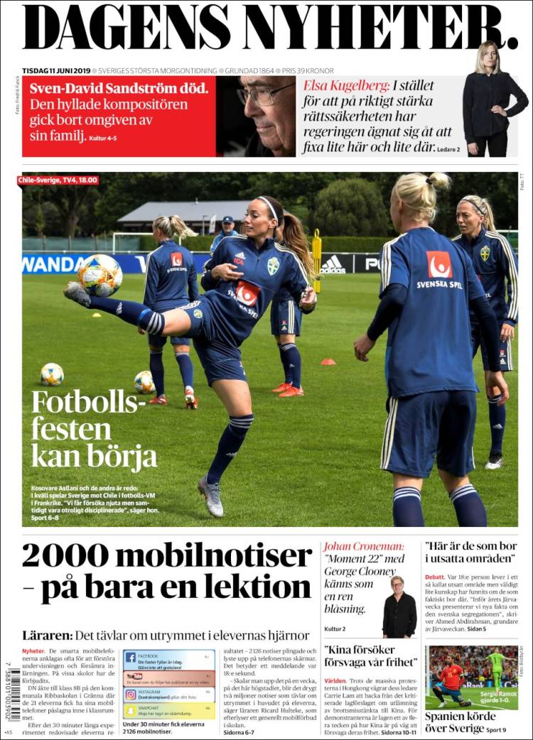 Portada de Dagens Nyheter (Suecia)