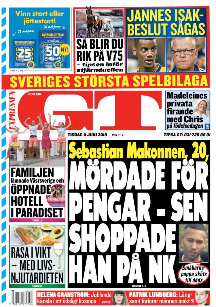 Portada de Göteborgstidningen (Suecia)
