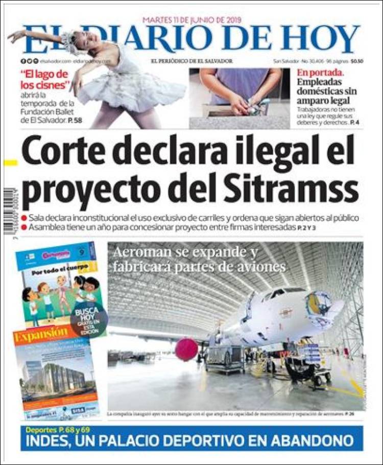 Portada de El Diario de Hoy (El Salvador)