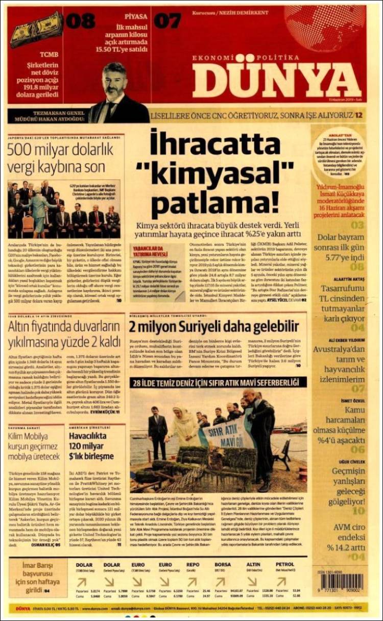 Portada de Dünya (Turqu&iacute;a)