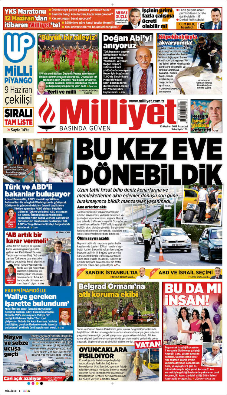 Portada de Milliyet (Turqu&iacute;a)