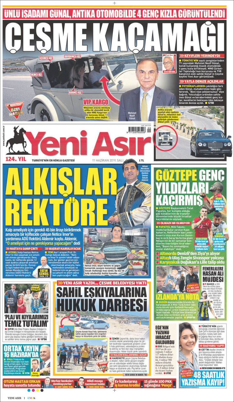 Portada de Yeni Asır (Turqu&iacute;a)