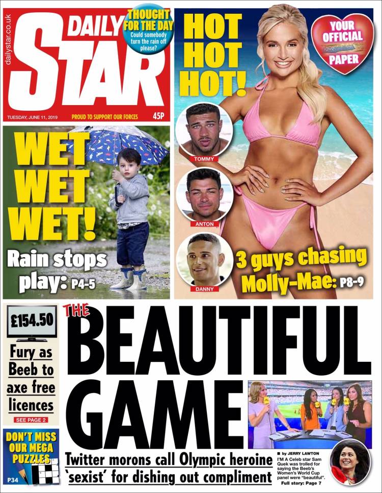 Portada de Daily Star (Reino Unido)