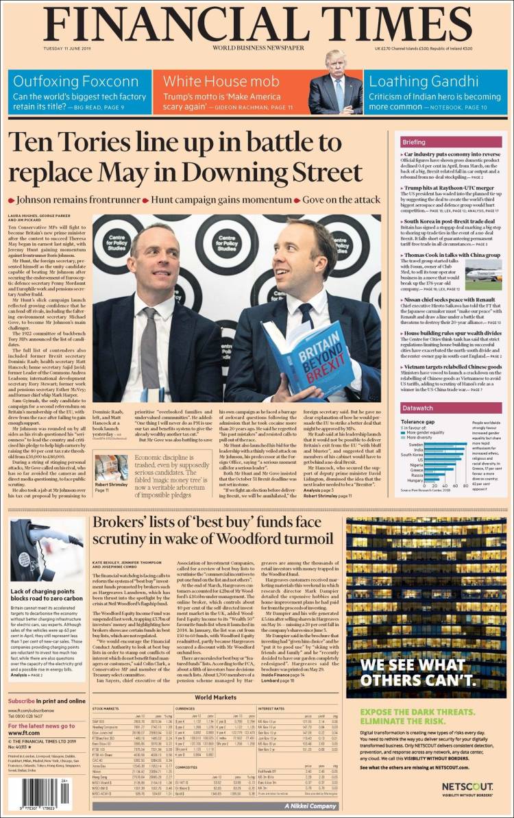 Portada de Financial Times (Reino Unido)