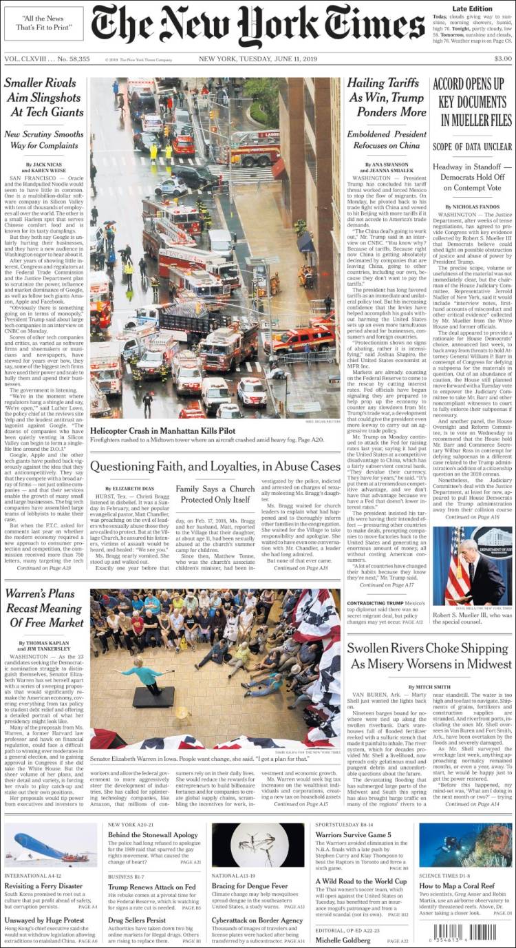 Portada de New York Times (USA)