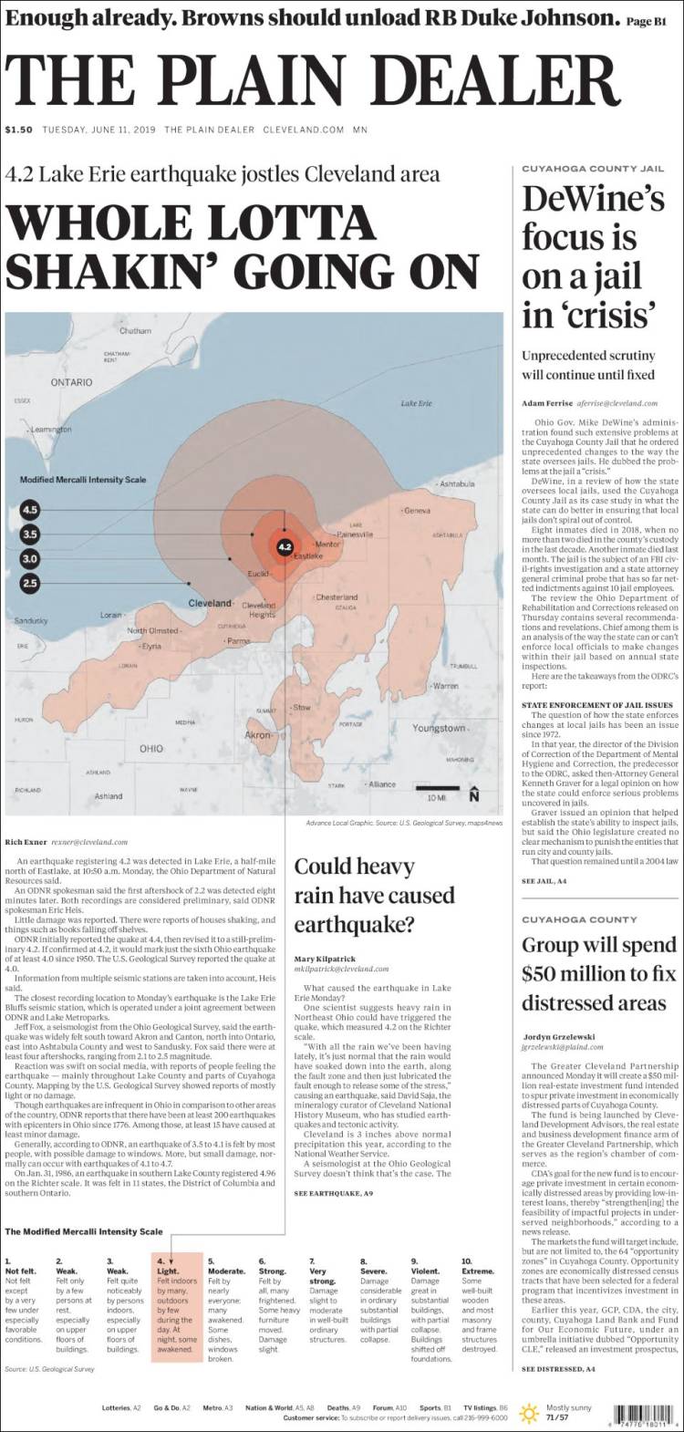 Portada de The Plain Dealer (USA)