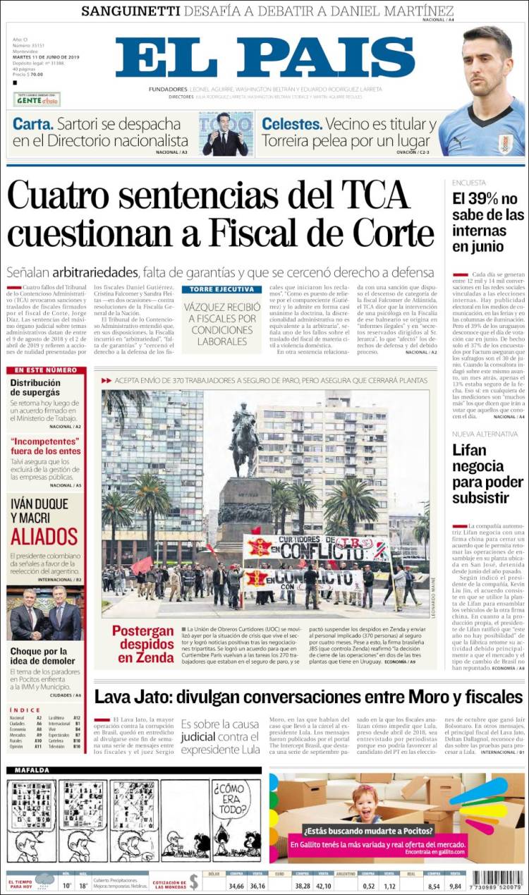 Portada de El País (Uruguay)