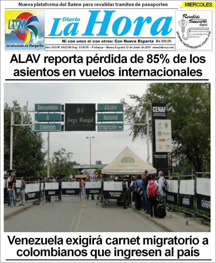 Portada de La Hora (Venezuela)