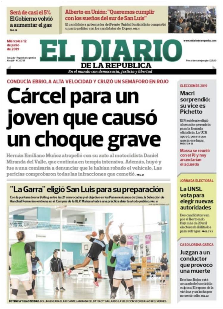 Portada de Diario de la República (Argentina)