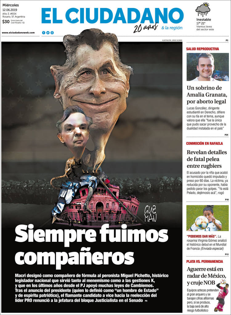 Portada de Diario El Ciudadano (Argentina)