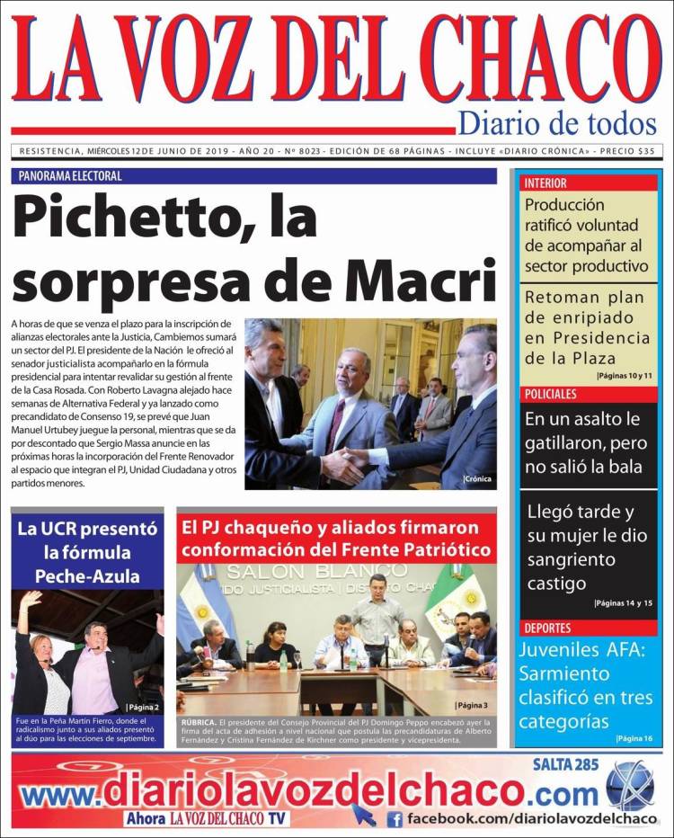 Portada de La Voz del Chaco (Argentina)