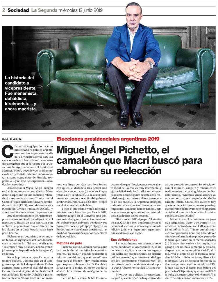 Portada de La Segunda (Chili)